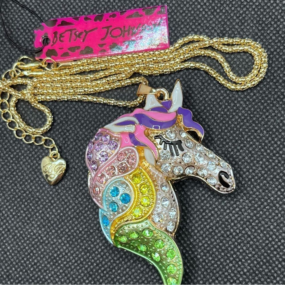 NECKLACE! Betsey Johnson Unicorn of Many Colors/Crystals in all shades! BNWT - Picture 6 of 6